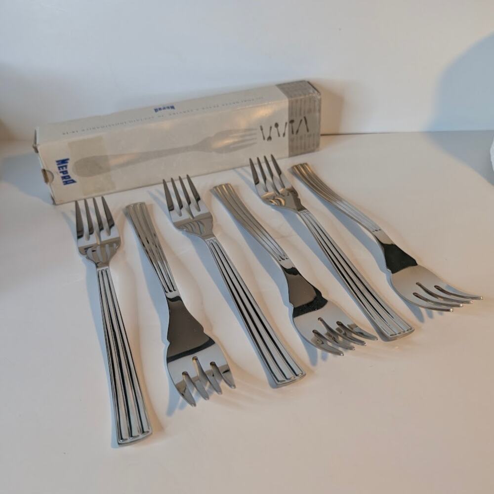 MEPRA Italy Sole Fish Serving Forks 9.5 in Stainless Steel Set of 6
